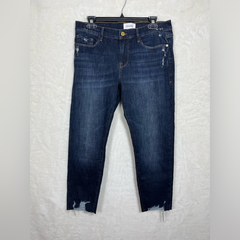 Frame Le Garçon Crop Dark Wash Blue Jeans Size 29 - Picture 1 of 10